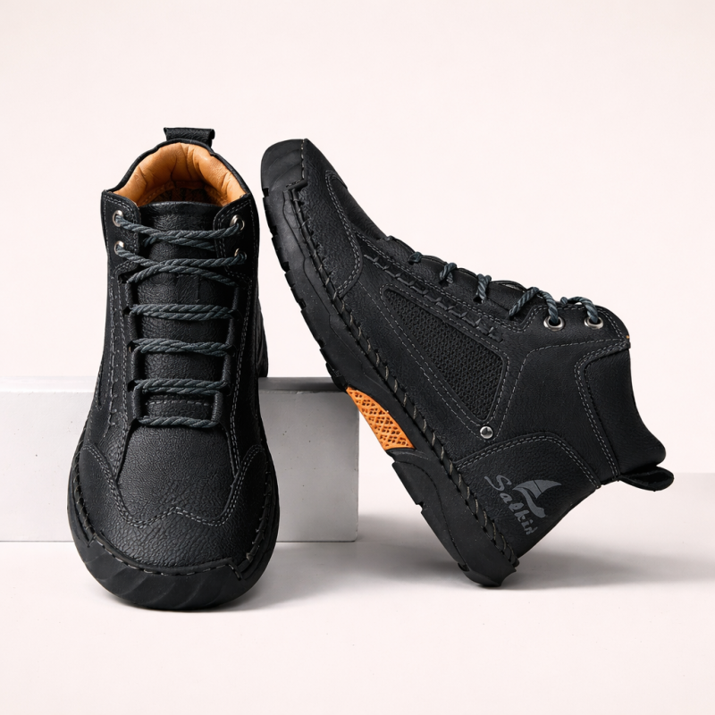(🎁#2 Best Seller) Men's Handmade Leather Boots Waterproof Arch Support Spacious Toe Box