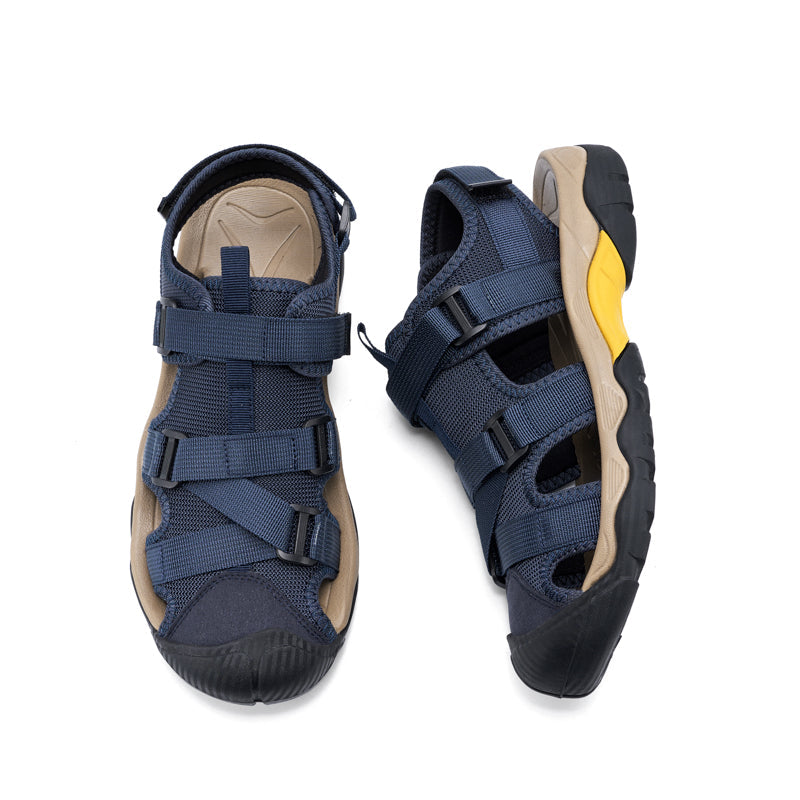 (💥Top Rated Choice) Men’s Outdoor Sport Sandals – Closed Toe, Adjustable Straps, Arch Support, Slip-Resistant for Hiking, Beach & Work