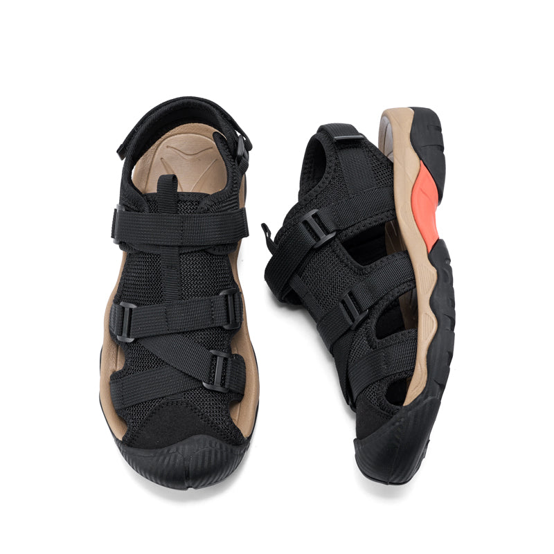 (💥Top Rated Choice) Men’s Outdoor Sport Sandals – Closed Toe, Adjustable Straps, Arch Support, Slip-Resistant for Hiking, Beach & Work