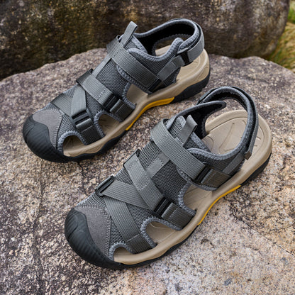 (💥Top Rated Choice) Men’s Outdoor Sport Sandals – Closed Toe, Adjustable Straps, Arch Support, Slip-Resistant for Hiking, Beach & Work