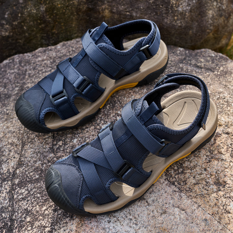 (💥Top Rated Choice) Men’s Outdoor Sport Sandals – Closed Toe, Adjustable Straps, Arch Support, Slip-Resistant for Hiking, Beach & Work
