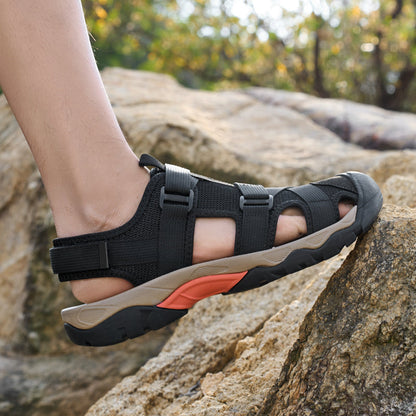 (💥Top Rated Choice) Men’s Outdoor Sport Sandals – Closed Toe, Adjustable Straps, Arch Support, Slip-Resistant for Hiking, Beach & Work