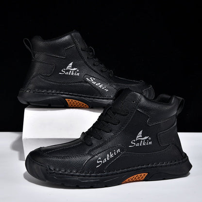 Men’s Handmade Leather Boots – Waterproof, Arch Support, Pressure Relief, Wide Toe Box, Built for Outdoor Comfort