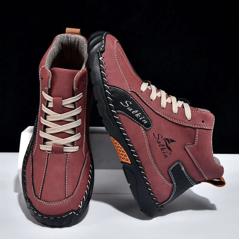 Men’s Handmade Leather Boots – Waterproof, Arch Support, Pressure Relief, Wide Toe Box, Built for Outdoor Comfort