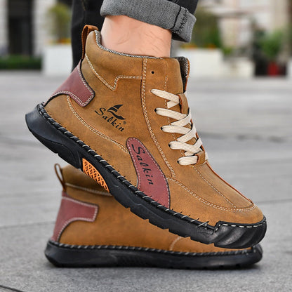 Men’s Handmade Leather Boots – Waterproof, Arch Support, Pressure Relief, Wide Toe Box, Built for Outdoor Comfort
