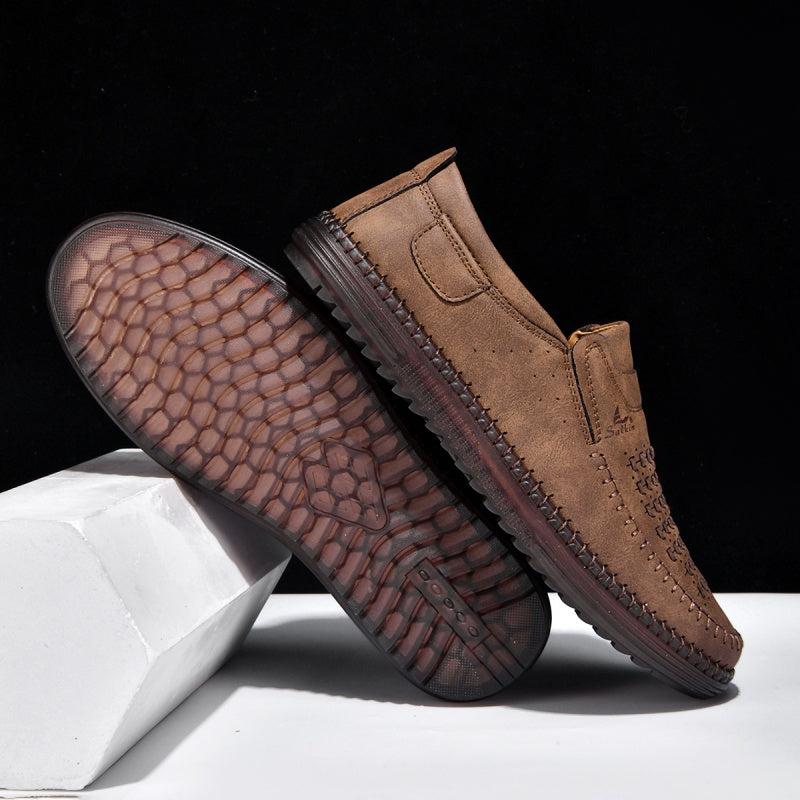Men’s Orthotic Leather Shoes – Arch Support, Wide Toe Box, Breathable, Lightweight & Slip-Resistant