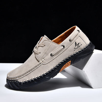 (💥Top Rated Choice)  Men’s Orthopedic Premium Handmade Leather Boat Shoes – Pressure Relief, Waterproof, Slip-Resistant, Wide Toe, Arch&Ankle Support for Everyday & Travel