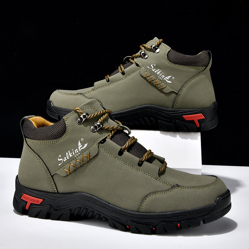 (💥Top Rated Choice) Men’s Orthopedic Handmade Leather Boots For All-Day Comfort–Pressure Relief, Waterproof, Slip-Resistant, Wide Toe Box