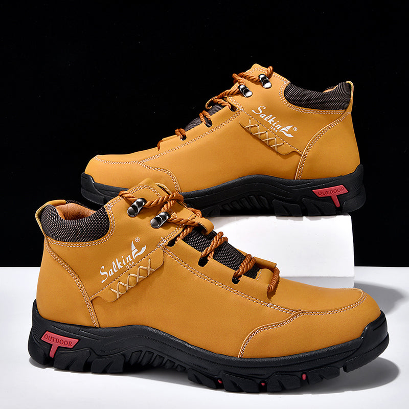 (💥Top Rated Choice) Men’s Orthopedic Handmade Leather Boots For All-Day Comfort–Pressure Relief, Waterproof, Slip-Resistant, Wide Toe Box