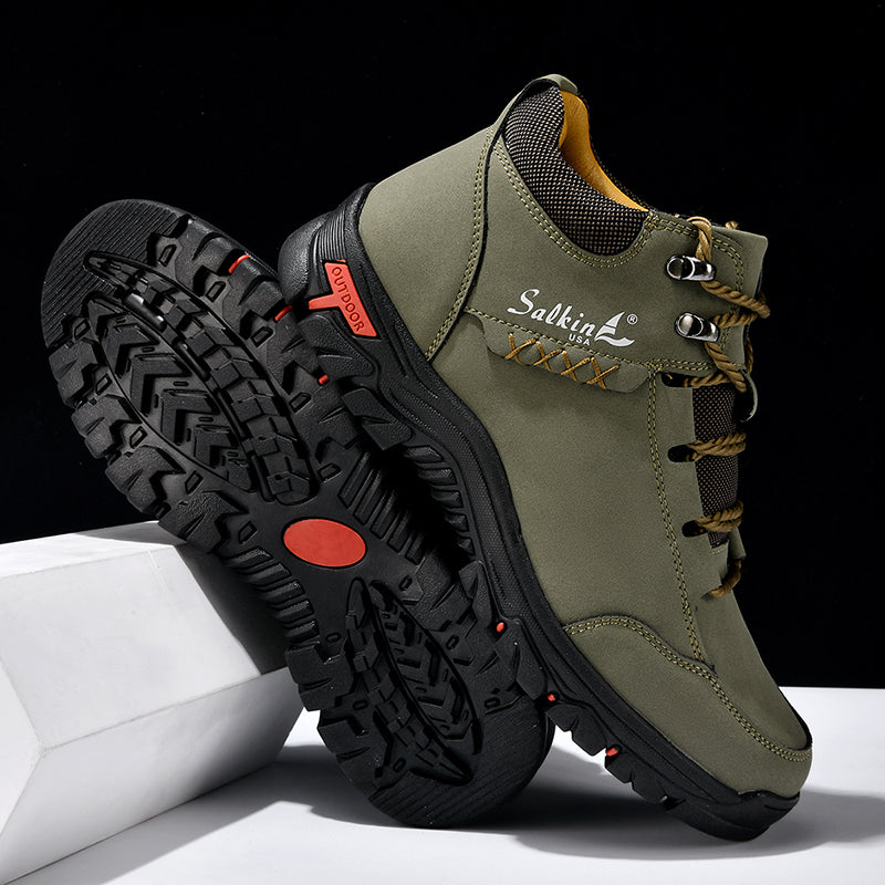 (💥Top Rated Choice) Men’s Orthopedic Handmade Leather Boots For All-Day Comfort–Pressure Relief, Waterproof, Slip-Resistant, Wide Toe Box