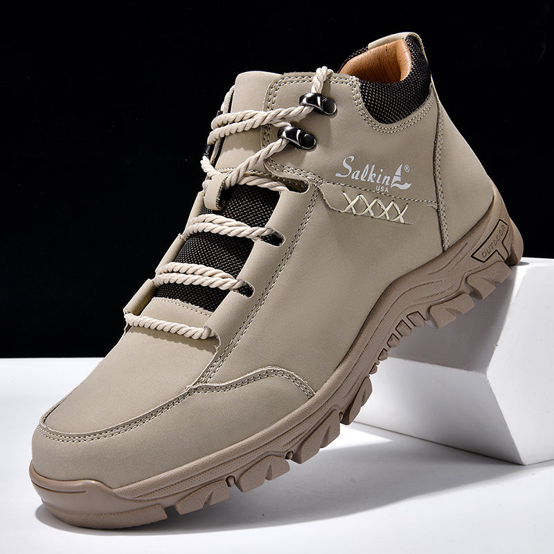 (💥Top Rated Choice) Men’s Orthopedic Handmade Leather Boots For All-Day Comfort–Pressure Relief, Waterproof, Slip-Resistant, Wide Toe Box