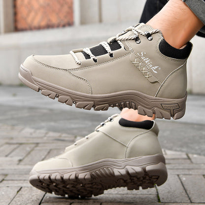 (💥Top Rated Choice) Men’s Orthopedic Handmade Leather Boots For All-Day Comfort–Pressure Relief, Waterproof, Slip-Resistant, Wide Toe Box