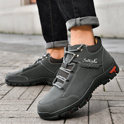 (💥Top Rated Choice) Men’s Orthopedic Handmade Leather Boots For All-Day Comfort–Pressure Relief, Waterproof, Slip-Resistant, Wide Toe Box