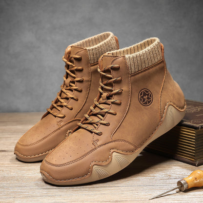 ⏰Limited-Time 70% OFF – Men’s Handmade Orthopedic Leather Boots – Wide Toe Box, Waterproof, Arch Support & Pressure Relief
