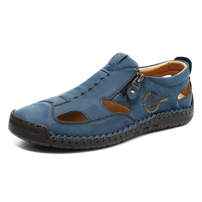 (⏳NOW ON: 70% OFF Sale! 🔥)Mens Casual Shoes Summer Breathable Sneakers Loafers Walking Shoes Hand Made Lace-Up Leather Dress Flats Shoes for Driving Business Working Office