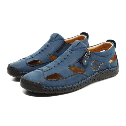 (⏳NOW ON: 70% OFF Sale! 🔥)Mens Casual Shoes Summer Breathable Sneakers Loafers Walking Shoes Hand Made Lace-Up Leather Dress Flats Shoes for Driving Business Working Office