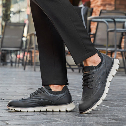 💥 12 HOURS. NO PAIN. – Men’s Vintage Leather Oxford Sneakers – Lightweight, Breathable, Arch Support, Flexible Non-Slip Sole