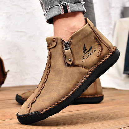 ⏰Limited-Time 70% OFF—Men’s Wide-Fit Handmade Driving Boots – Easy Zip, All-Day Comfort, Arch Support, Waterproof, Pressure Relief, Non-Slip Sole for Casual, Travel&Outdoor