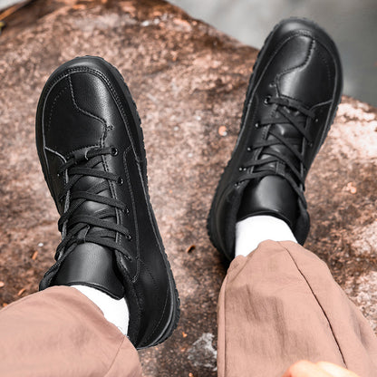 ⏰Limited-Time 70% OFF –Men's Barefoot Orthopedic Hiking Boots – Comfortable Leather, Arch Support, Non-Slip, Lace-Up Combat Boots for Work & Outdoors