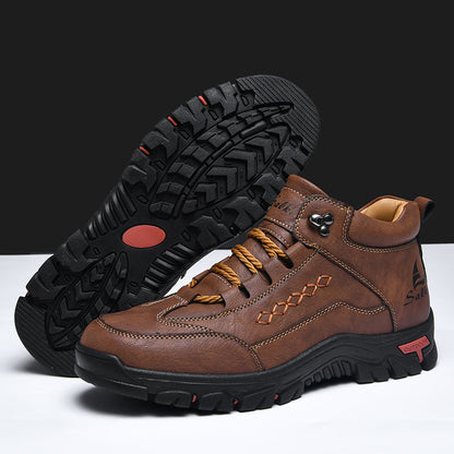 (🎁#5 Best Seller)  Men’s Orthopedic Handmade Leather Driving Boots–Pressure Relief, Waterproof, Slip-Resistant, Wide Toe, Arch&Ankle Support for Everyday & Travel