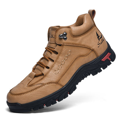 (🎁#5 Best Seller)  Men’s Orthopedic Handmade Leather Driving Boots–Pressure Relief, Waterproof, Slip-Resistant, Wide Toe, Arch&Ankle Support for Everyday & Travel