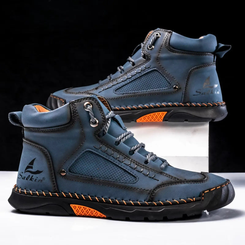 (🎁#2 Best Seller) Men's Handmade Leather Boots Waterproof Arch Support Spacious Toe Box
