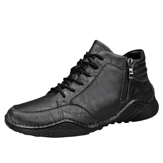 ⏰Limited-Time 70% OFF –Men's Orthopedic Ankle Boots Leather with Zip – Arch Support, Non-Slip, Waterproof, Boots for Work & Outdoors